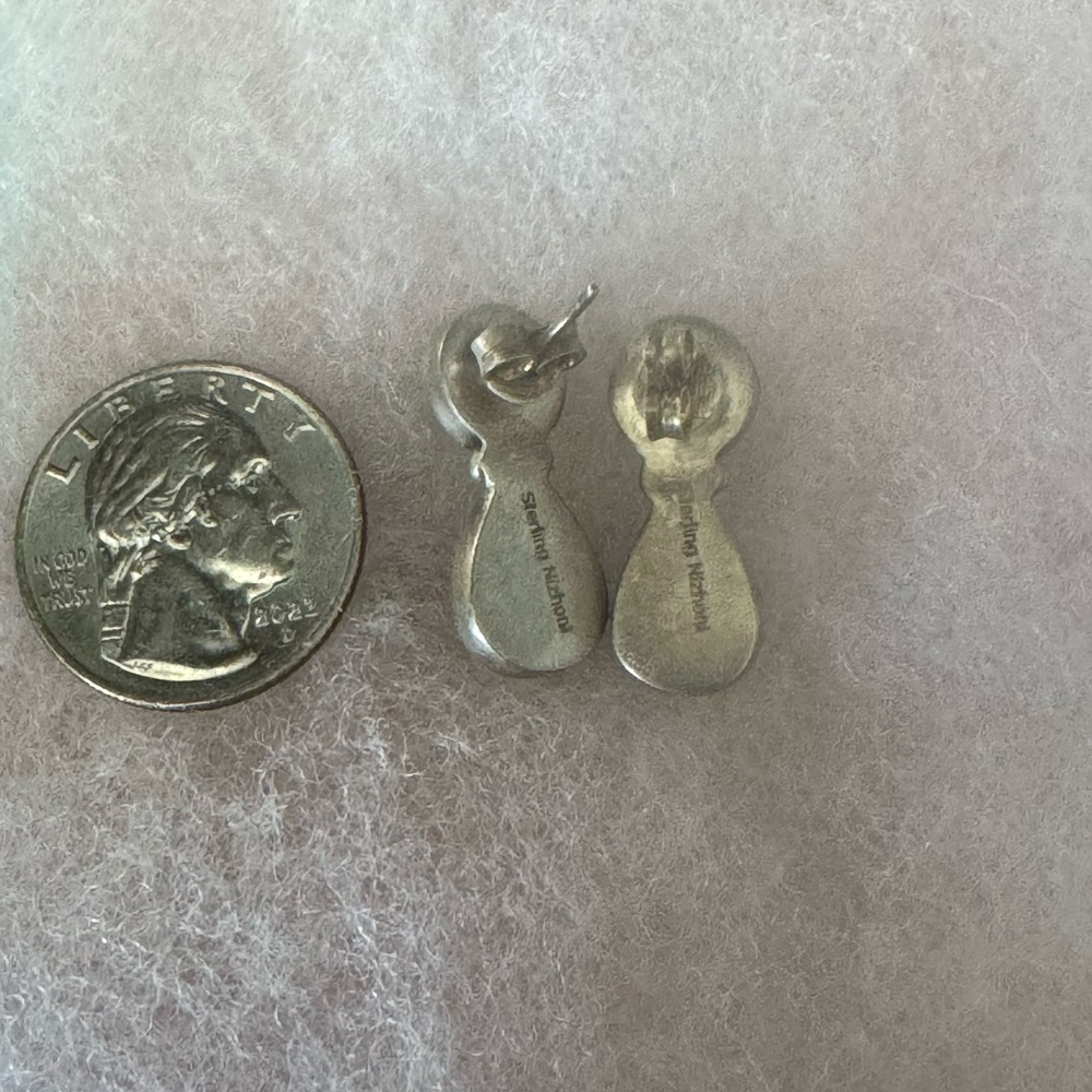Handmade Number 8 Turquoise & Sterling Silver Post Earrings - Picture 5 of 5